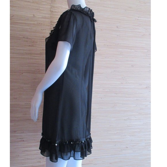 Veeko Women's Ruffle-trimmed Embroidered Silk-organza Mini Dress Black - Picture 7 of 7